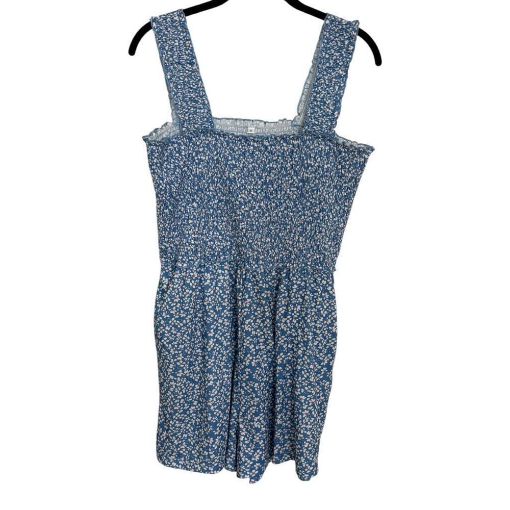 Caracilia Romper Shorts Pockets Sz Medium 97% Polyester 3% Elastane Blue Floral - Picture 2 of 8